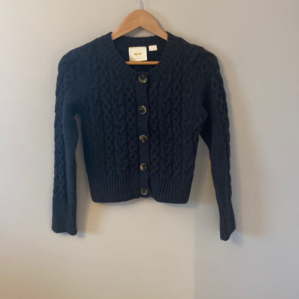 Anthropologie Charcoal Grey Button-up Sweater